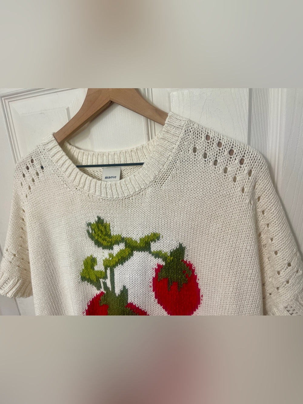 Anthropologie Maeve Veggie Motif Graphic Sweater Tomato Sz XL EUC - Picture 5 of 10